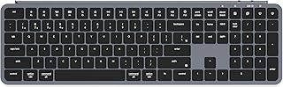 Беспроводная ультратонкая клавиатура Keychron B6 Pro, полноразмерная ZMK с цифровой панелью, тихий набор текста, 2,4 ГГц/Bluetooth 5.2/проводное подключение, длительное время автономной работы, совместимость с Mac, Windows и Linux — цвет «космический серый».