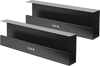 Подстольные лотки для организации кабелей VIVO 17 дюймов, держатели для удлинителей, органайзеры для проводов, фиксаторы проводов для офиса и дома, черные, 2 шт., DESK-AC06-2C