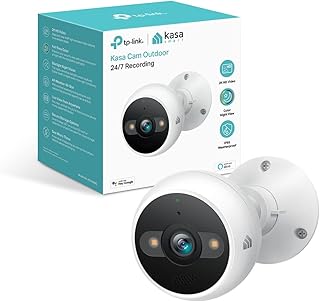 Уличная проводная камера видеонаблюдения Kasa Smart 2K QHD, IP65, датчик звездного неба и ночное видение на расстоянии до 30 метров, обнаружение движения/людей, двусторонняя аудиосвязь с сиреной, облачное/SD-хранилище, совместимость с Alexa и Google Home (KC420WS)