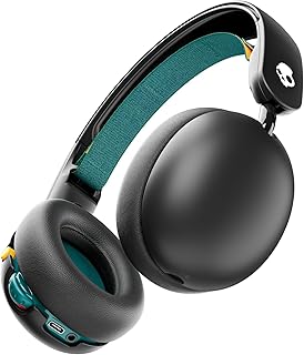 Беспроводные наушники Skullcandy Grom, регулировка громкости, удобная посадка на уши, предназначены для детей от 6 лет, до 45 часов работы от батареи, в комплекте запасной кабель AUX 3,5 мм со встроенным микрофоном — черные.
