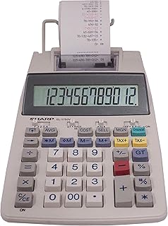Калькулятор Sharp EL-1750V с двухцветной печатью, 2 строки/сек, 3 дюйма, черно-красный.