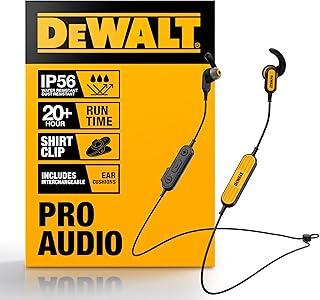 Наушники DEWALT Heavy Duty Neckband Bluetooth, беспроводные Bluetooth 5.2 с микрофоном, легкие и удобные, водонепроницаемые по стандарту IP56, с глубокими басами и мощным ритмом, до 20 часов воспроизведения, наушники для использования на стройплощадке.