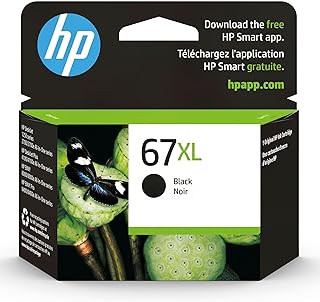 Черный картридж HP 67XL с увеличенным ресурсом | Совместим с принтерами HP DeskJet серий 1255, 2700, 4100, HP ENVY серий 6000, 6400 | Подходит для программы Instant Ink | Один размер | 3YM57AN