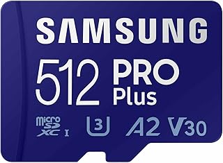 Карта памяти Samsung PRO Plus microSD + адаптер, 512 ГБ microSDXC, до 180 МБ/с, Full HD и 4K UHD, UHS I, C10, U3, V30, A2, для смартфонов и планшетов Android, GoPRO и дронов DJI (MB MD512SA/AM)