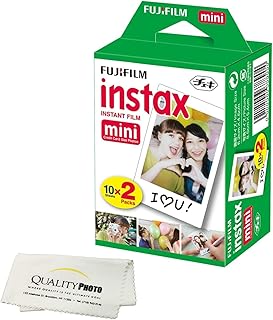 Фотопленка мгновенного отпечатка Fujifilm INSTAX Mini (белая) для камер Fujifilm Mini 8, 9, 11, 12 с салфеткой из микрофибры от Quality (20 отпечатков)