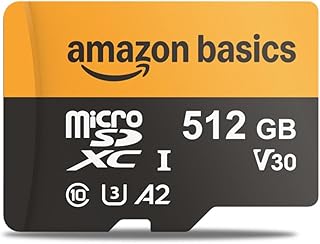 Карта памяти Amazon Basics microSDXC 512 ГБ с адаптером, скорость чтения до 200 МБ/с, 1 шт.