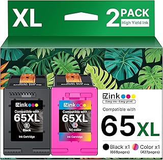 Восстановленный картридж HP 65XL повышенной емкости. Комплект картриджей HP 65XL подходит для принтеров HP DeskJet 3772 3700 3752 3755 3722 2600 2622 Envy 5055 5000 5070 5052 5014 (1 черный, 1 трехцветный).