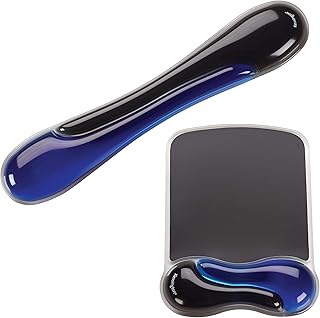Комплект Kensington Duo Gel Mouse & Keyboard Wrist Rest Bundle Set, эргономичный коврик для клавиатуры и мыши с поддержкой запястья, подставка для запястья для клавиатуры, коврик для компьютерной клавиатуры, охлаждающий гель, нескользящая основа, синий K52920WW