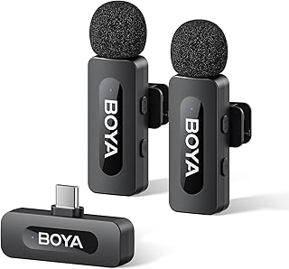 Беспроводной микрофон BOYA BY-V20 для iPhone 15/16 серии, Android/ноутбуков с портом USB-C, радиус действия 100 метров, время работы от батареи 9 часов, шумоподавление, мини-микрофон-петличка, беспроводной для видеозаписи.