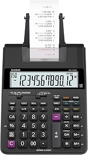 Casio HR-170RC Plus – Миниатюрный настольный калькулятор с функцией печати | Проверка и корректировка, расчет себестоимости/продажи/маржи, двухцветная печать | Идеально подходит для налоговых, бухгалтерских и учетных задач