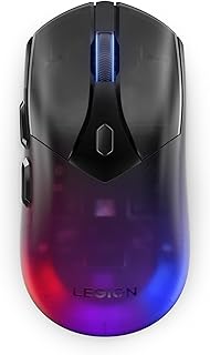 Беспроводная игровая мышь Lenovo Legion M410 с RGB-подсветкой – 6-кнопочная мышь для хвата ладонью, разрешение 16 000 DPI, перезаряжаемая батарея на 53 часа, 2-зонная RGB-подсветка, совместимость с NVIDIA Reflex.