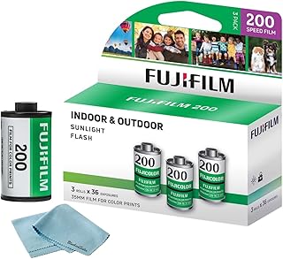 Комплект из 3 рулонов цветной негативной пленки FUJIFILM 200 (35 мм, 36 кадров, 3 упаковки) и салфетки из микрофибры для чистки от BluebirdSales.