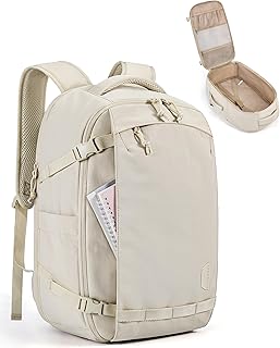 Рюкзак BAGSMART Blast Travel Backpack, 15,6 дюймов, подходит для ручной клади, одобрен TSA, для личных вещей, водостойкий, для выходных, бежевый.