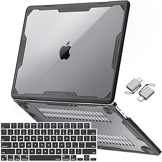 Чехол MOSISO, совместимый с MacBook Air 13 дюймов 2025-2022 M4 A3240 M3 A3113 M2 A2681, симметричный геометрический прочный жесткий чехол с бампером из ТПУ, защитной накладкой на клавиатуру и разъемом Type-C для MacBook Air 13.6, черный.