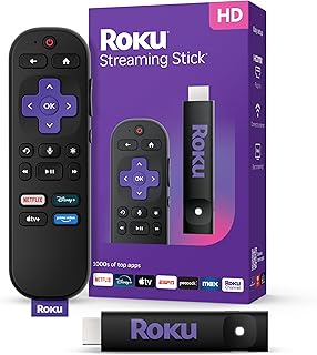 Roku Streaming Stick HD 2025 — устройство для потоковой передачи HD-видео на телевизор с голосовым пультом Roku, бесплатным и прямым эфиром.