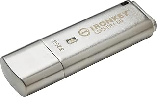 Зашифрованный USB-накопитель Kingston Ironkey Locker+ 50 32 ГБ | USB 3.2 Gen 1 | Защита XTS-AES | Многопарольная защита | Автоматическое резервное копирование в облако | Металлический корпус | IKLP50/32GB, серебристый