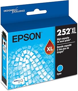 Картридж EPSON 252 DURABrite Ultra Ink High Capacity Cyan (T252XL220-S) совместим с принтерами WorkForce WF-3620, WF-3640, WF-7110, WF-7610, WF-7620, WF-7710, WF-7720, WF-7210.
