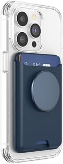 Чехол для телефона PopSockets Softgoods с расширяющимся захватом и адаптерным кольцом для MagSafe, держатель для телефонных карт, совместимость с беспроводной зарядкой, чехол, совместимый с MagSafe® — темно-синий