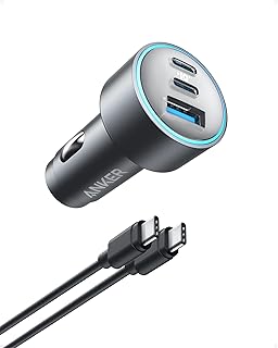 Автомобильное зарядное устройство Anker USB-C, автомобильное зарядное устройство для iPhone 16, компактное быстрое зарядное устройство мощностью 67 Вт с 3 портами, автомобильный адаптер 535 с технологией PIQ 3.0 для iPhone 16/15, Galaxy S23, MacBook, iPad Air и других устройств (кабель USB-C — USB-C в комплекте)