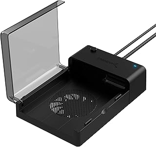 Док-станция SABRENT USB 3.0 — SATA для внешних жестких дисков с плоским креплением и встроенным вентилятором охлаждения для 2,5- или 3,5-дюймовых HDD и SSD [поддержка UASP и 22 ТБ] (EC-DFFN)