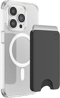Минималистичный тонкий чехол-кошелек для телефона PopSockets, держатель для карт, совместим с беспроводной зарядкой, чехол без держателя, совместим с MagSafe — черный.