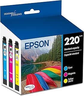 Набор цветных чернил EPSON 220 DURABrite Ultra стандартной емкости (T220520-S) совместим с принтерами WorkForce WF-2630, WF-2650, WF-2660, WF-2750, WF-2760, Expression XP-320, XP-420, XP-424.