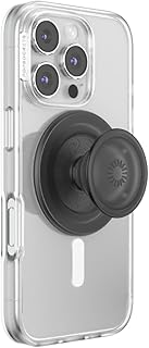 PopSockets PopGrip для MagSafe, магнитный держатель и подставка для телефона, сменная верхняя часть, надежный фиксатор для чехлов iPhone MagSafe, подставка для просмотра без помощи рук, совместимость с беспроводной зарядкой — полупрозрачный черный