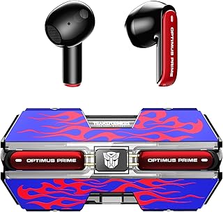 Беспроводные наушники Transformers TF-T01 True Wireless Earbuds с Bluetooth 5.4, глубокими басами, интеллектуальным шумоподавлением и микрофоном, водонепроницаемостью IPX5, для Android и iOS, синего цвета, Optimus Prime.