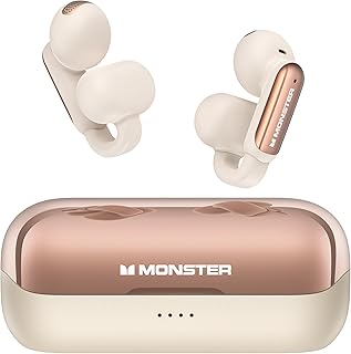 Беспроводные наушники Monster Open AC601, кристально чистый звук при звонках, зарядка через USB-C, Bluetooth 5.4, открытое расположение, шумоподавление, водонепроницаемость IPX5, беспроводные наушники-клипсы, 32 часа воспроизведения (белые)