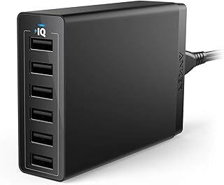 Зарядное устройство Anker, 60 Вт, 6-портовая USB-зарядная станция, PowerPort 6 Multi USB Charger для iPhone 14/13 Series, iPad Pro/Air/Mini, Galaxy S23/S22/S21, Note 20 Ultra, LG, HTC и других устройств.