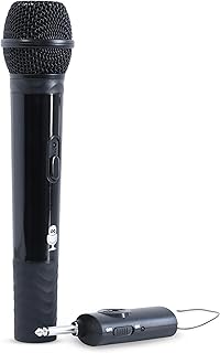 Портативный беспроводной микрофон Singing Machine (черный) - Высококачественный однонаправленный беспроводной микрофон UHF для пения, выступлений и мероприятий - Беспроводной микрофон, совместимый с караоке-машинами, акустическими системами и многим другим.
