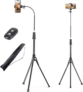 Штатив UBeesize 92’’ для мобильного телефона с гибким штативом 16,5’’ и пультом дистанционного управления, регулируемая шаровая головка с поворотом на 360° и держатель для телефона для iPhone 14 Pro Max/Plus/13/12/11, Android-смартфонов.
