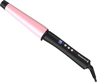 Щипцы для завивки волос Remington CI9538 Pro, коническая форма, жемчужное покрытие, 1-1,5 дюйма, цифровое управление + 10 режимов нагрева, черно-розовые.