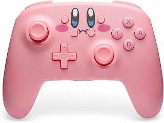 Беспроводной контроллер PowerA для Nintendo Switch - Kirby Mouthful, модель Switch Lite/Switch-OLED, Nintendo Switch 2, питание от батареек AA (батарейка в комплекте), Bluetooth, управление движением, официально лицензированный продукт.