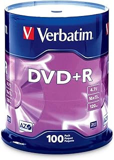 Чистые DVD+R диски Verbatim, окрашенные азокрасителем, 4,7 ГБ, 16-кратная запись — 100 дисков, серебристый корпус, упаковка без лишних хлопот.