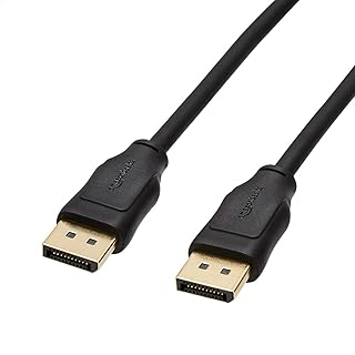 Amazon Basics, 10 кабелей DisplayPort 1.2, высокоскоростной, 21,6 Гбит/с, 4K@60 Гц, 2K@165 Гц, позолоченные штекеры, 1,8 м, черный.
