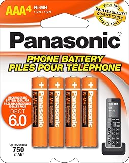 Оригинальные перезаряжаемые никель-металлгидридные батареи Panasonic HHR-4DPA/4B AAA для беспроводных DECT-телефонов, комплект из 4 штук.