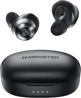 Беспроводные наушники Monster Achieve 100 AirLinks, сверхбыстрая зарядка, Bluetooth 5.0, стерео наушники с зарядным кейсом USB-C, встроенный микрофон для четких звонков, водостойкий дизайн для занятий спортом.
