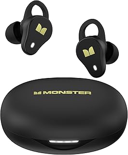 Беспроводные наушники Monster N-Lite 210, Bluetooth 5.4, стерео наушники, встроенный микрофон для кристально чистых звонков, 32 часа воспроизведения, зарядка Type-C, водонепроницаемые внутриканальные наушники для спорта, черные.