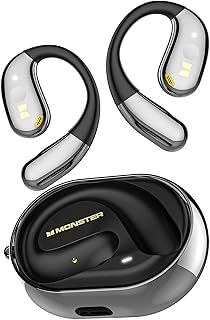 Беспроводные поворотные Bluetooth-наушники Monster Open Ear AC360 с ремешком, улучшенным Bluetooth 6.0, сенсорным управлением, длительным временем автономной работы до 24 часов, водонепроницаемостью IPX5, обеспечивают длительное ношение без усталости.