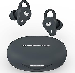 Беспроводные наушники Monster N-Lite 210, Bluetooth 5.4, стерео наушники, встроенный микрофон для кристально чистых звонков, 32 часа воспроизведения, зарядка Type-C, водонепроницаемые внутриканальные наушники для спорта, серые.