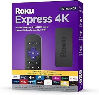 Roku Express 4K 2022 | Медиаплеер для потоковой передачи HD/4K/HDR с плавной беспроводной передачей и пультом дистанционного управления Roku Simple Remote с управлением телевизором, в комплекте высококачественный HDMI-кабель, черный (восстановленный)