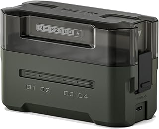Портативная зарядная станция Tilta NP-FZ100 — зеленый | Зарядка 4 аккумуляторов с помощью USB-C PD 45 Вт, быстрая зарядка | Безопасно для A6600, A6700, A7C, A7III, A7IV, A7RIII/IV, A7S Il, FX3,FX30,A1,ZV-E1