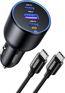 Автомобильное зарядное устройство UGREEN 130 Вт USB C, PD 100 Вт + PD 30 Вт, адаптер Type C, совместимое с iPhone 16, 16 Plus, 16 Pro, 16 Pro Max, Galaxy S24, S23 Ultra, iPad, MacBook и другими устройствами.