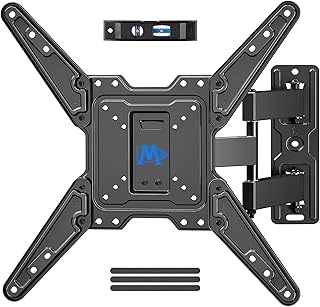 Настенное крепление для телевизора Mounting Dream, сертифицированное UL, подходит для большинства телевизоров с диагональю 26-55 дюймов, обеспечивает полную свободу движений благодаря центрирующей конструкции, шарнирному креплению, вращению и наклону, максимальное крепление VESA 400x400 мм, выдерживает нагрузку до 77 фунтов.
