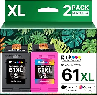 Восстановленный картридж HP Ink 61XL повышенной емкости для использования с принтерами Envy 4500 5530 4502 4501 5535 OfficeJet 4630 4635 DeskJet 2540 1000 1010 (1 трехцветный, 1 черный).