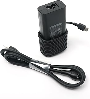 Зарядное устройство Dell 65 Вт USB C для ноутбуков Latitude 5500 5501 5510 5511 5520 5521 5530 5531 5540 с сетевым шнуром длиной 90 см, черное, HA65NM190