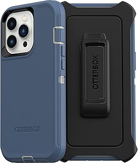 Чехол OtterBox Defender Series для iPhone 13 Pro (ТОЛЬКО) — цвет Fort Blue, прочный и долговечный, с защитой портов, в комплекте с кобурой и подставкой.
