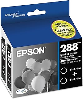 Набор из двух стандартных черных картриджей EPSON 288 DURABrite Ultra (T288120-D2) совместим с принтерами Expression XP-330, XP-430, XP-434, XP-340, XP-440, XP-446.