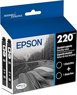 Набор из двух стандартных черных картриджей EPSON 220 DURABrite Ultra (T220120-D2) Совместим с моделями WorkForce WF-2630, WF-2650, WF-2660, WF-2750, WF-2760, Expression XP-320, XP-420, XP-424